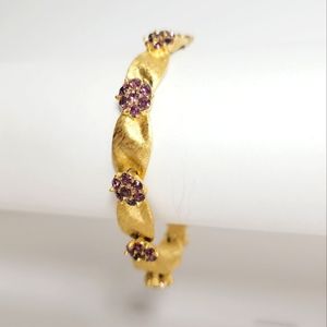 Vintage Crown Trifari Purple rhinestone flower Rhinestone Bracelet